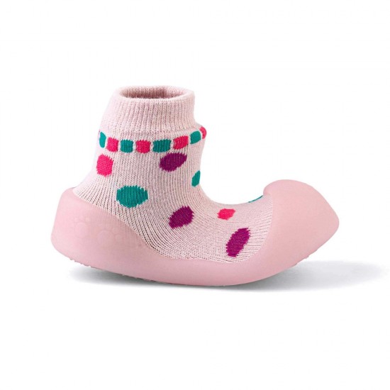 Παιδικές Καλτσοπαντόφλες Chameleon Big Toes New Polka Pink