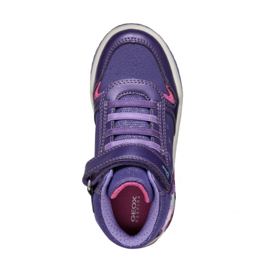 Geox Ανατομικά Παιδικά Sneakers Inek Girl μωβ με φωτάκια 