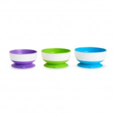 Munchkin Stay Put Bowl Πολύχρωμα Μπολ Φαγητού Με Βεντούζα Στήριξης 6+ Μηνών 3 Τμχ