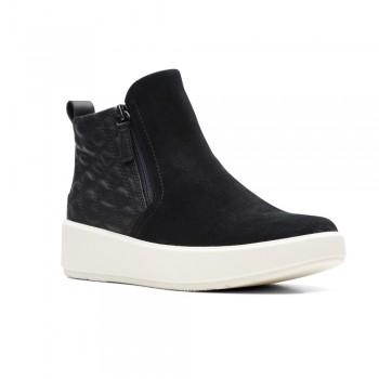 CLARKS LAYTON ZIP BLACK COMBI 261621034 ΓΥΝΑΙΚΕΙΑ ΜΠΟΤΑΚΙΑ ΜΑΥΡΟ ΔΕΡΜΑ