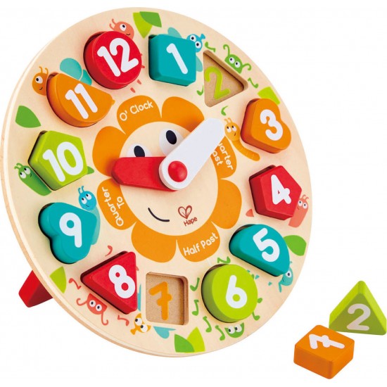 HAPE ΞΥΛΙΝΟ ΠΑΖΛ ΡΟΛΟΪ NUMBER CHUNKY CLOCK PUZZLE 13 ΤΜΧ