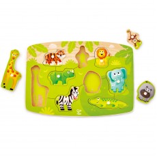 Hape Happy Puzzles Ξύλινο Παζλ Ζωάκια της Ζούγκλας