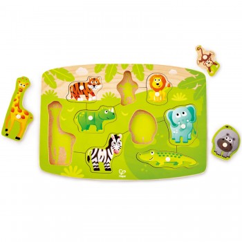 Hape Happy Puzzles Ξύλινο Παζλ Ζωάκια της Ζούγκλας