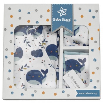 Bebe Stars Σετ Δώρου Whale 0-6m 5τμχ Blue