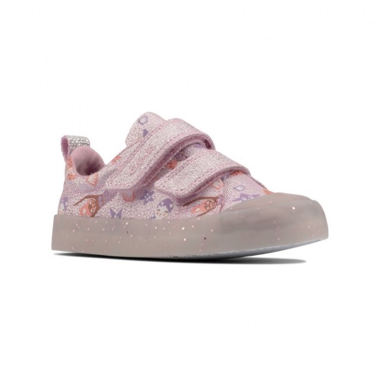 Παιδικό Clarks sneakers πάνινο Foxing Print T 26158356 ροζ/pink canvas