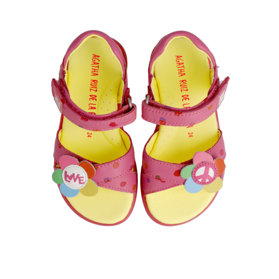 Παιδικό δερμάτινο ροζ πέδιλο Agatha Ruiz de la Prada 222935